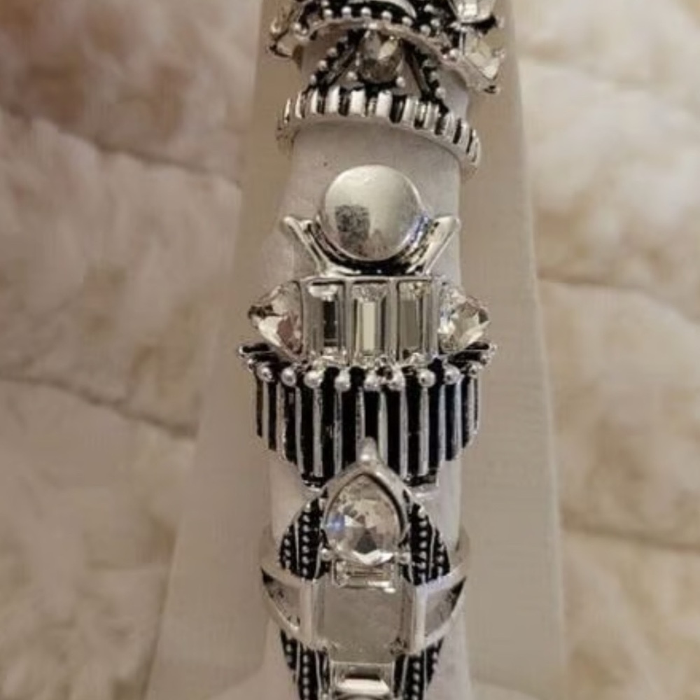 Free People Silver and Black Women's Ring Set